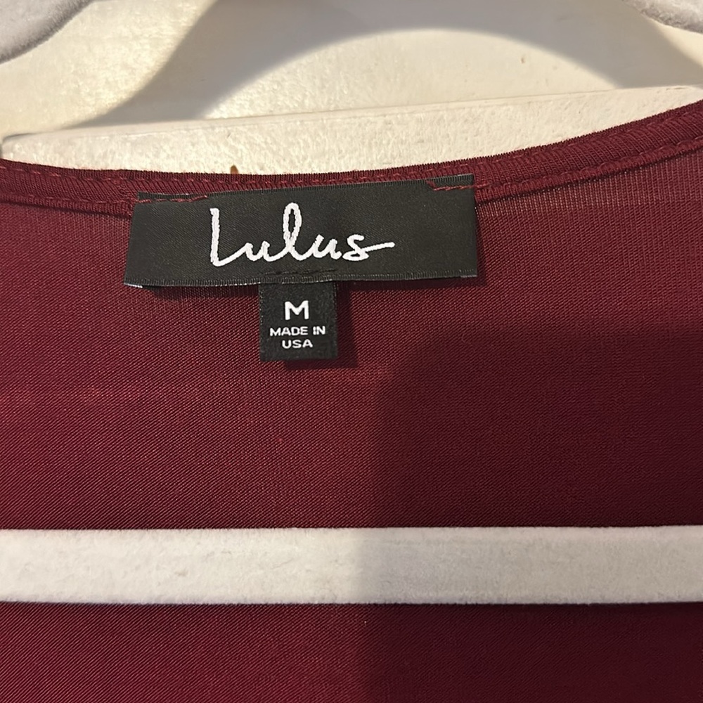 LULU’s Twirl-Worthy Burgundy Wrap Dress - Picture 8 of 9